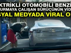 Elektrikli otomobili benzinle doldurmaya çalışan sürücünün videosu sosyal medyada viral oldu