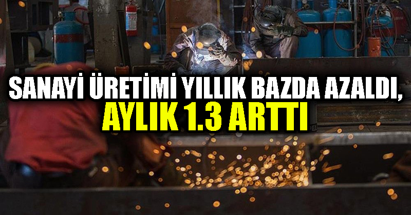 Sanayi üretimi yıllık bazda azaldı, aylık 1.3 arttı