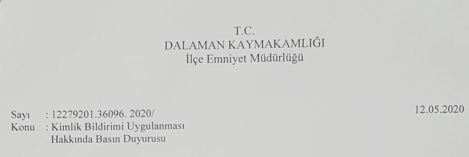 Kimlik Bildirimi Uygulanması Hakkında Basın Duyurusu