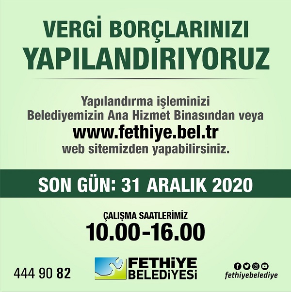 Fethiye Belediyesi Mali Hizmetler Müdürlüğü’nden Borç Yapılandırma Hizmeti