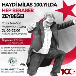 Milas Atapark’ta gerçekleşecek Harmandalı gösterisinin, Cumhuriyet’in anlam ve önemini vurgulayarak,  birlik ve beraberliğin simgesi olması hedefleniyor…