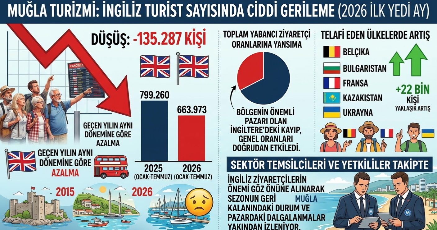 Muğla Turizminde İngiliz Pazarı Kan Kaybetti: 7 Ayda 135 Binlik Düşüş