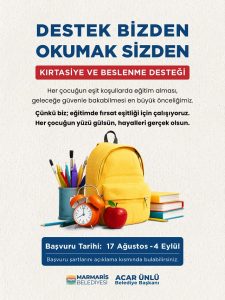 Marmaris Belediyesi’nden Öğrencilere Kırtasiye ve Beslenme Desteği